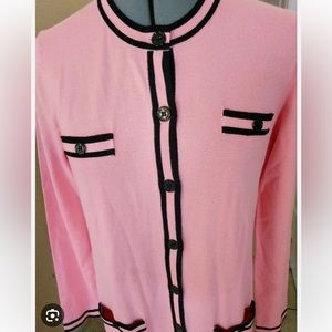 Karl Lagerfeld Long Pink Knit Cardigan